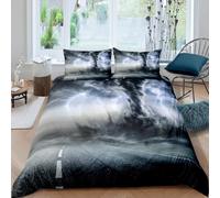 Single Duvet Cover Set Tornado Storm 3D Printed Highway Bedding Set Brushed Microfibre Duvet Cover Set 150x200 cm with Zipper Closure and 2 Pillowcases 50x75 cm e-2462