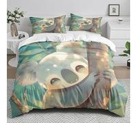 Single Duvet Cover Set Tree Animal Green Single Bed Duvet Cover Set Microfiber Soft Washable Bedding with Hidden Zipper Closure Includes Pillow Cases 2 Pack 50x75cm
