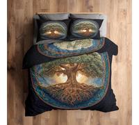 Single Duvet Cover Set Tree of Life Bedding - 2 Piece with 1 Pillowcase, Fantasy Printed Design, for Bedroom Decor, Soft Brushed Microfiber, Zip Fastening - ON079