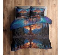 Single Duvet Cover Set Tree of Life Bedding - 2 Piece with 1 Pillowcase, Fantasy Printed Design, for Bedroom Decor, Soft Brushed Microfiber, Zip Fastening - ON094