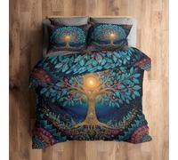 Single Duvet Cover Set Tree of Life Bedding - 2 Piece with 1 Pillowcase, Fantasy Printed Design, for Bedroom Decor, Soft Brushed Microfiber, Zip Fastening - ON099