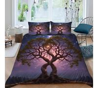 Single Duvet Cover Set Trees 3D Printed Abstract Landscape Bedding Set Brushed Microfibre Quilt Cover 135x200 cm with Zipper Closure and 2 Pillowcases 50x75 cm d-2755