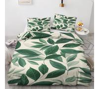 Single Duvet Cover Set Tropical Leaf - Green Botanical Bedding 2 Piece with 1 Pillow Case - Reversible Design & Bedroom Decorations - Soft Microfibre Quilt Cover with Zip M&-2427