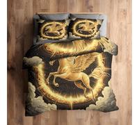 Single Duvet Cover Set Unicorns Bedding - 2 Piece with 1 Pillowcase, Fantasy Animal Printed Design, for Bedroom Decor, Soft Brushed Microfiber, Zip Fastening - CR183