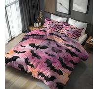 Single Duvet Cover Set, Vampire Bats Bedding 2 Piece - Halloween Pattern, Soft Hypoallergenic Microfibre Quilt Cover, 1 Pillowcases, with Zip, Bedroom Decor AB320