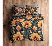 Single Duvet Cover Set, Vintage Floral Bedding 2 Piece - Art Nouveau Flower Pattern, Soft Hypoallergenic Microfibre Quilt Cover, 1 Pillowcases, with Zip, Bedroom Decor AC1197