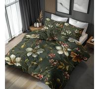 Single Duvet Cover Set White Floral, Reversible Single Bedding Sets Flower Leaves Botanical Pattern for Bedroom Decor, Soft Microfibre Quilt Cover, 1 Pillowcase, Zip RAE124