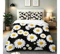 Single Duvet Cover Set White Yellow Daisy, AQ1946