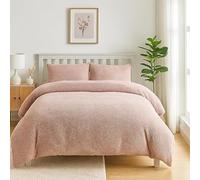 Single Duvet Cover Set with Pillowcase Teddy Fleece Blush Pink 135x200cm Soft Warm Bedding Set for Winter, Cozy Fluffy Fleece Duvet Cover and Pillow Case (Single (135x200cm)) (Single (135x200cm))