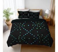 Single Duvet Cover Set with Pillowcases, Reversible Soft Microfibre Bedding Set, Dots Symmetric Geometric Hidden Zip Closure, Breathable, Wrinkle & Fade Resistant, Easy Care, Black