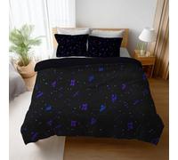 Single Duvet Cover Set with Pillowcases, Reversible Soft Microfibre Bedding Set, Notes Symbols Music Hidden Zip Closure, Breathable, Wrinkle & Fade Resistant, Easy Care, Black