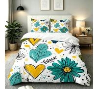 Single Duvet Cover Set Yellow Daisy Heart, AQ284
