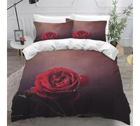 Single Duvet Cover Set Yellow Roses Soft Microfibre Bedding Set 3D Printed Beautiful Flowers Quilt Cover 150x200 cm with Zipper Closure with 2 Pillowcases 50x75 cm g.1863