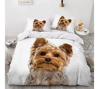 Single Duvet Cover Set Yorkshire Terrier Dog 3d Printed Bedding Quilt Cover Set 3 Pieces Soft Microfiber Comforter Cover with Zipper Closure and 2 Pillowcases For boys and girls -135x200cm