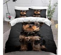 Single Duvet Cover Set Yorkshire Terrier Soft Microfiber Cute Animals Bedding 3D Printed Quilt Cover 135x200 and 2 Pillowcases with Zipper Closure Easy Care A-1847