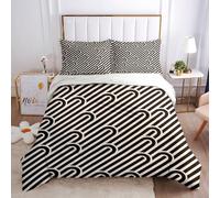 Single Duvet Cover Sets 135X200Cm - 3 Pcs Brown And White Diagonal Arc Abstract Texture Lines Pattern Bedding Sets For Kids Boys, Ultra Soft Fluffy Microfiber Christmas Quilt Cover Set With 2 Pillo