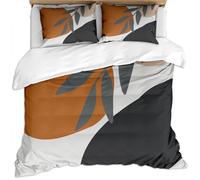 Single Duvet Cover Sets 135X200Cm - 3 Pcs Orange White Black Leaf Shape Simple Pattern Bedding Sets For Kids Boys, Ultra Soft Fluffy Microfiber Christmas Quilt Cover Set With 2 Pillowcases 50X75Cm