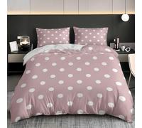 Single Duvet Cover Sets 53x79 inch - Soft & Breathable Brushed Microfibre Simple Polka Dot Style Duvet Cover for Kids Teens - Zipper Quilt Cover Set, Easy Care Pink Bedding Set
