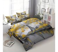 Single Duvet Cover Sets Paris Eiffel Tower - Premium Microfiber Reversible Duvet Cover Sets 3 Pcs -Soft Hypoallergenic Luxury Quilt Cover Bedding Set With Zipper Closure, Easy Care, Grey