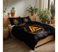 Single Duvet Cover Sets - Premium Microfiber Reversible Single Duvet Cover Sets 3 Pcs - simple Runes Symbols Quilt Cover Bedding Set With Zipper Closure, Hypoallergenic, Black
