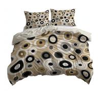 Single Duvet Cover Sets - Premium Poly Cotton Duvet Cover Sets Retro Circle Polka Dot Art Ultra Soft Hypoallergenic Bedding Set With Zipper Closure, Cream, 135 x 200 cm