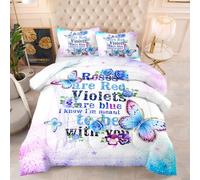 Single Duvet Purple Mushroom 3D Printed All-Season Down Alternative Quilted Duvet,200Gsm Microfibre Coverless Duvets 90G Microfiber Filling,Includes 1 Comforter, 2 Pillow Shams