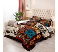 Single Duvet Red Brown Retro Double Quilt Soft Touch Polyester Lightweight and Machine Washable Single Quilt Stitched Coverless Duvet and Pillow Set 172x218 cm