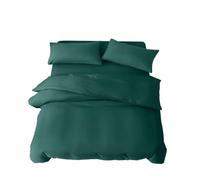 Single Duvet Set 3 Piece Single Bedding Set with Fitted Sheet and Pillowcase Soft Brushed Microfibre Breathable Duvet Cover Sets (Emerald Green)