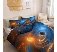 Single Duvet Set Celestial Bodies Planets Stars Reversible Duvet Cover 135 x 200 cm, Ultrasoft Hypoallergenic Non Iron Fantasy Style Luxury Quilt Cover Bedding Sets with Zipper Closure