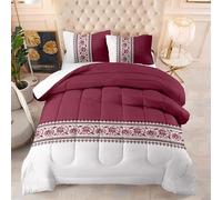 Single Duvet Wine Red Coverless Duvet For All Seasons,Soft Coverless Duvet Single,Microfiber Quilt Double Machine Washable Duvet,Down Alternative & Breathable Bedding,2 Pillowcase