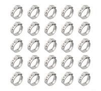 Single Ear Stepless Hose Clamps 25pcs Stainless Steel for Hose Slippage and Firm Seal in Various Applications (17MM)