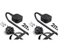 Single Extension Lead 2m, 1 Gang Plug Socket Surge Protected, 13amp 250V 3kw UK 3 Pin Fused Mains Single Socket Extension Lead for Tumble Dryer, Rubber, Tough and Fireproof, Black (Pack of 2)