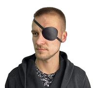 Single Eye Mask, Soft and Comfortable PU Leather Eye Patch Cover Blindfold with Adjustable Size Elastic for Adults Kids Role Play Props (left)