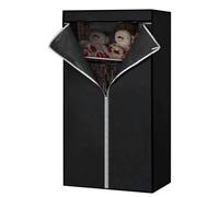 Single Fabric Canvas Wardrobe With Hanging Rail Shelving Clothe Storages Closets