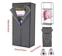 Single Fabric Canvas Wardrobe With Hanging Rail Shelving Clothe Storages Closets