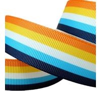 Single Face LGBTQ Stripes AroAce Pride Flag Printed 7/8 Inch White Grosgrain Ribbon Gay Pride Cheer 10 Yards