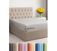 Single Fitted Bed Sheet 90x190x40cm - Extra Deep Fitted Sheet for Mattresses up to 40 cm (16") - Soft Brushed Microfiber - Wrinkle, Shrinkage & Fade Resistant - OEKO-TEX - Light Grey - Bottom Sheet