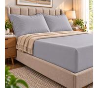 Single Fitted Sheet - 100% Egyptian Cotton, 300 Thread Count, 30cm Deep Pocket for a Secure Fit, Egyptian Cotton Fitted Sheet - Soft & Breathable Hotel Quality Bedding, Grey, (90x190cm)