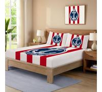 Single Fitted Sheet 30 cm Deep Pocket, Soft Cartoon Brushed Microfiber Bottom Sheet, Anchor Stripes Fitted Bed Sheets Hypoallergenic Breathable Sheets Red