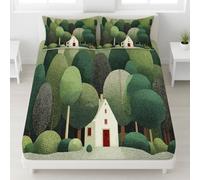 Single Fitted Sheet 90 x 190 CM - Bed Sheets Luxury Resistant Bedding Sheets 2 Piece, Retro, Whimsical, Forest, Woodlands, Trees, Small Polka Dots, Suitable for Adults