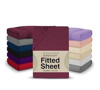 Single Fitted Sheet - 90 x 190 cm with 30cm Deep Pocket, Soft Brushed Microfibre, Wrinkle-Free, Easy Care, Fade & Shrink Resistant by MAGNA COLLECTION (Burgundy, Single)