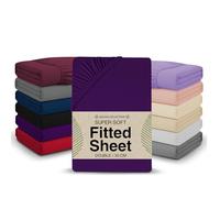 Single Fitted Sheet - 90 x 190 cm with 30cm Deep Pocket, Soft Brushed Microfibre, Wrinkle-Free, Easy Care, Fade & Shrink Resistant by MAGNA COLLECTION (Purple, Single)