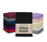 Single Fitted Sheet - 90 x 190cm with 30cm Deep Pocket, Soft Brushed Microfibre, Wrinkle-Free, Easy Care, Fade & Shrink Resistant by MAGNA COLLECTION (Black, Single)