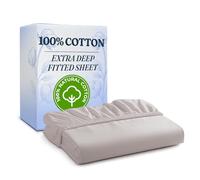 Single Fitted Sheet 90x190 cm - 100% Cotton Sateen 400 Thread Count - Extra Deep Fitted Sheet for Mattresses up to 40 cm (16") - Soft, Breathable, Wrinkle Free - OEKO-TEX Certified - Light Grey