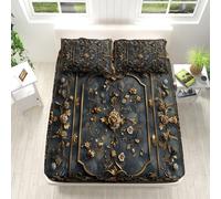 Single Fitted Sheet Modern Leaf Flower Relief Extra Deep Pocket Bed Sheet 12 inch 30 cm Colorful Soft Brushed Microfiber Breathable Fitted Bed Sheets 90x190 cm Shrinkage and Fade Resistant
