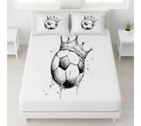 Single Fitted Sheets - Ultrasoft White Bed Sheets Breathable and Luxury Resistant Bedding Sets 2 Piece with Pillowcase with zipper closure30 CM Deep Hotel Minimalist Sports Football
