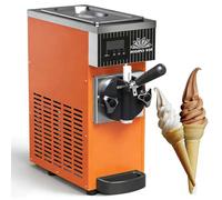 Single Flavor Soft Serve Ice Cream Machine Countertop Soft Ice Cream Maker Stainless Steel Commercial Tabletop Ice Cream Machine with LED Panel for Bars Coffee Shop Supermarket(Orange)