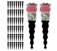 Single Flower Sleeves - Clear Rose Wrapping Bags for Florist Bouquets | Wedding, Birthday, Valentine's Day, Mother's Day Party Supply | Floral Arrangement Packaging, DIY Flower Bouquet Wraps, Home Dec