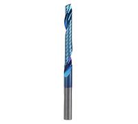 Single Flute Cutter Tungsten Steel Spiral End Mill, CNC Router Bit with Nano Blue Coating, Straight Shank Milling Cutter for Wood Plastic Aluminum, 4x28x55mm