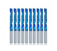 Single Flute End Mill 10pcs Nano Blue Coated Tungsten Carbide End Mill for Woodworking Metal 3.175mm Shank Spiral CNC Router Bit-10pcs 3.175x22L